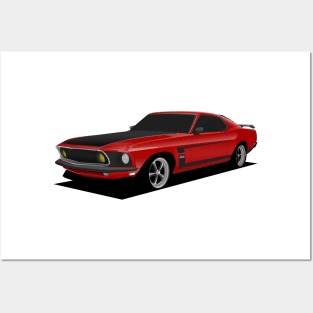 Red Ford Mustang Posters and Art